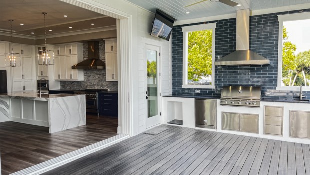 5300 sq ft 3-story custom built waterfront home - rear porch and outdoor kitchen