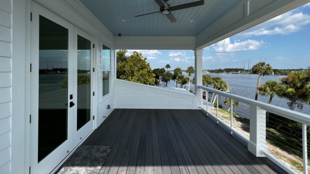 5300 sq ft 3-story custom built waterfront home - upper rear porch