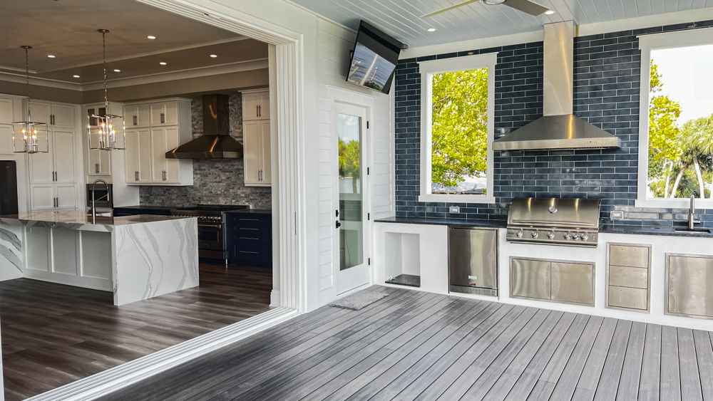 Exterior photo of custom-built waterfront home located in Hillsborough County, FL
