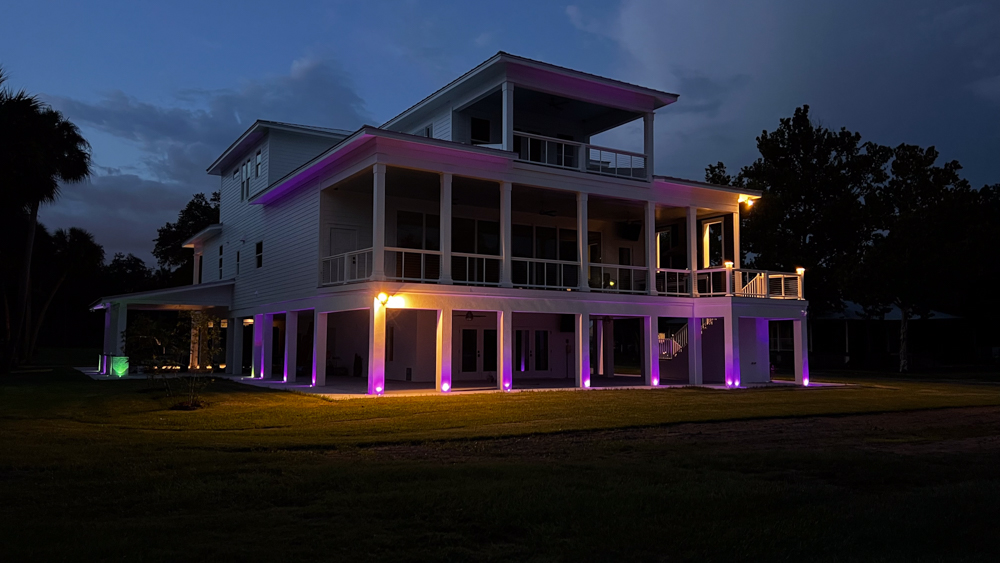 Exterior photo of custom-built waterfront home located in Hillsborough County, FL
