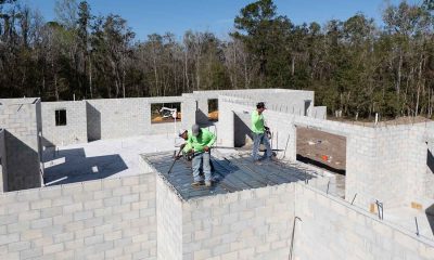 Safe Room Rebar Image of the metal deck with overlapping rebar 12 inches on center before concrete is poured solid.